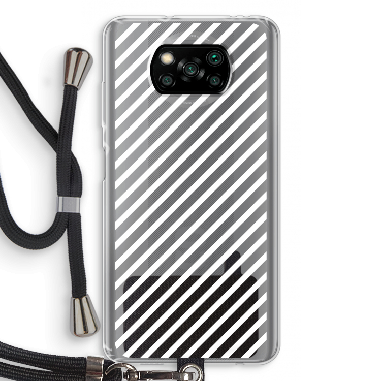 Strepen zwart-wit: Xiaomi Poco X3 Pro Transparant Hoesje met koord