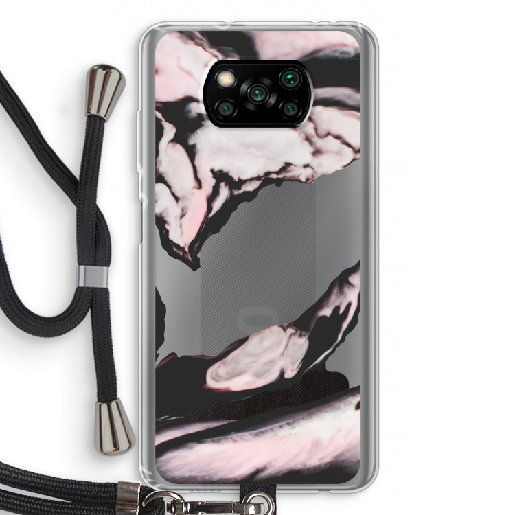 Roze stroom: Xiaomi Poco X3 Pro Transparant Hoesje met koord