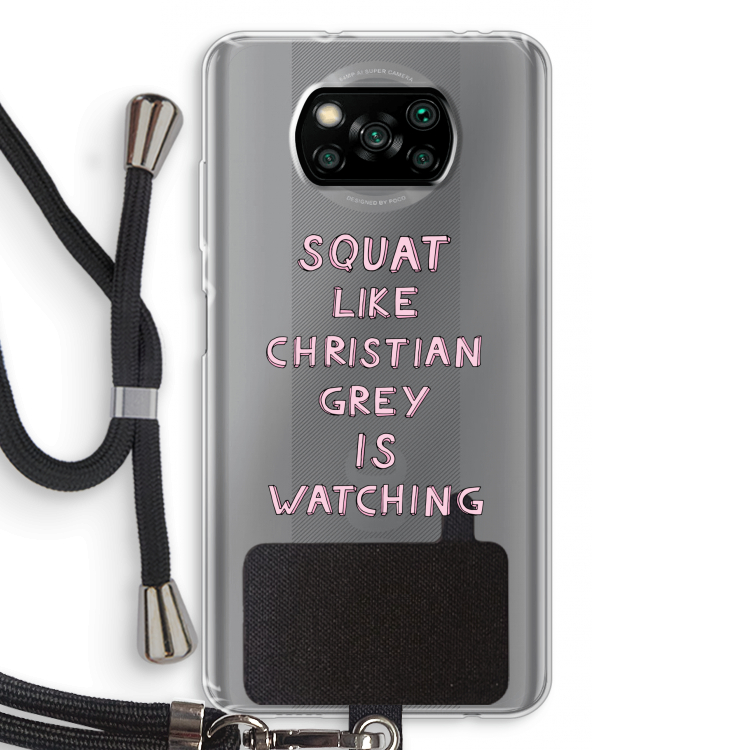 Christian Grey: Xiaomi Poco X3 Pro Transparant Hoesje met koord