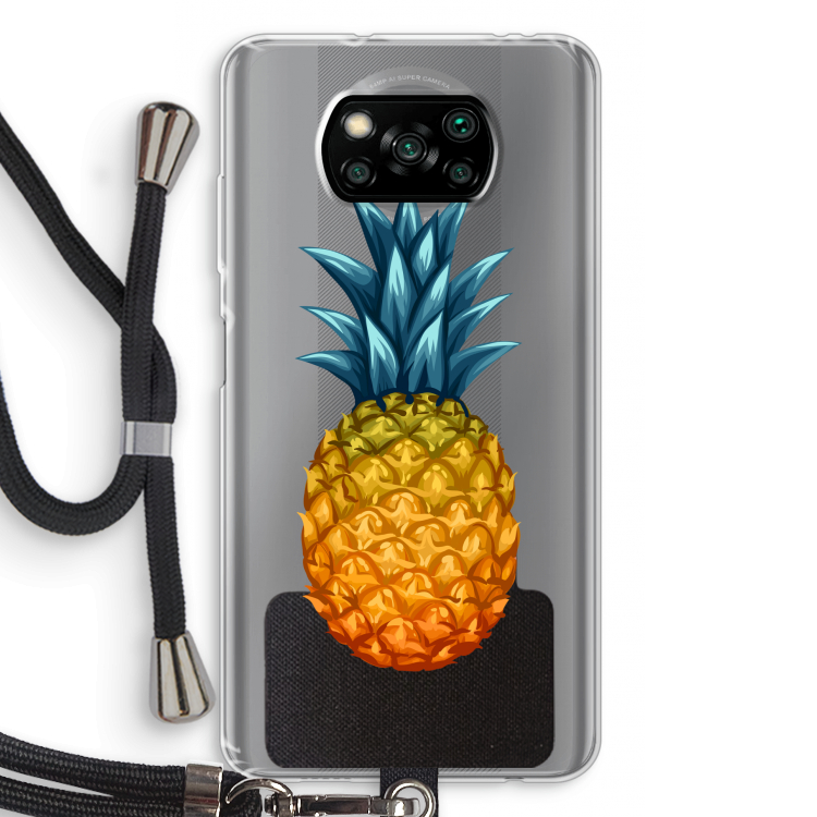 Grote ananas: Xiaomi Poco X3 Pro Transparant Hoesje met koord