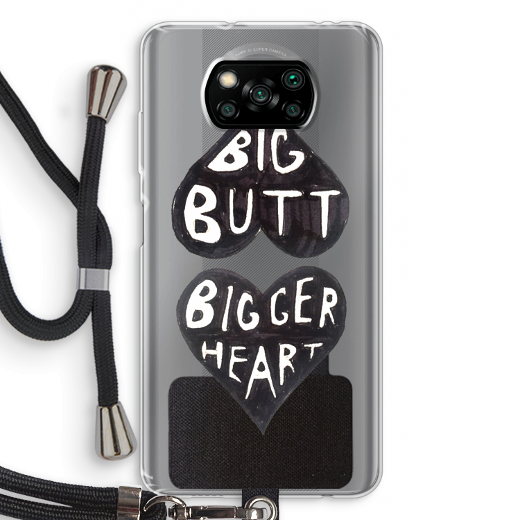 Big butt bigger heart: Xiaomi Poco X3 Pro Transparant Hoesje met koord