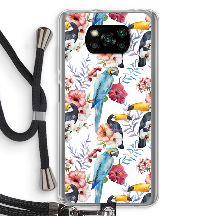 Bloemen tukan: Xiaomi Poco X3 Pro Transparant Hoesje met koord