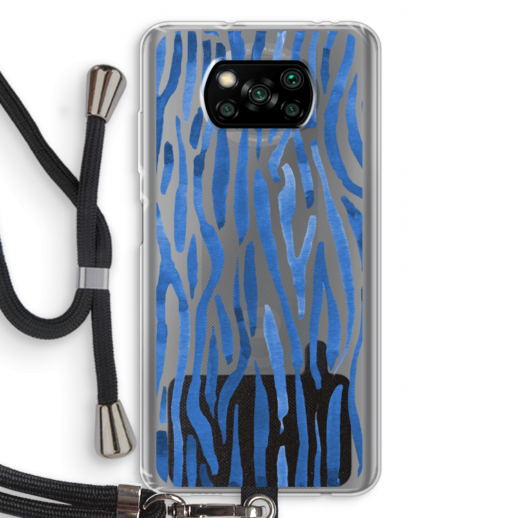 Blauwe nerven: Xiaomi Poco X3 Pro Transparant Hoesje met koord
