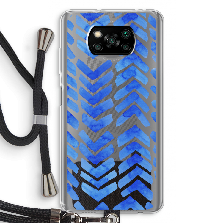 Blauwe pijlen: Xiaomi Poco X3 Pro Transparant Hoesje met koord