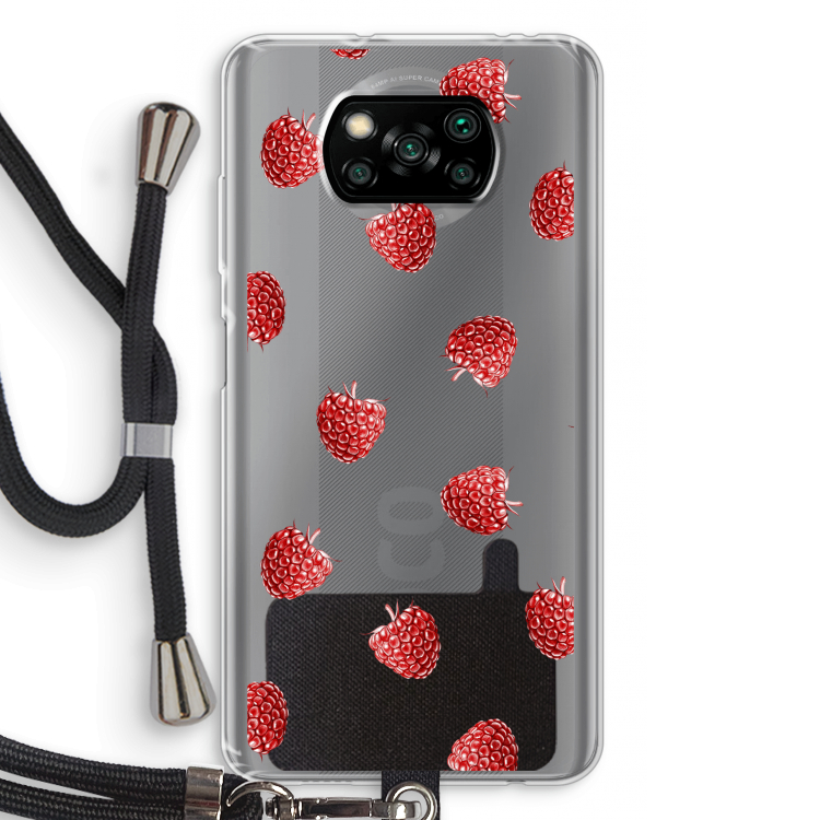 Framboosjes: Xiaomi Poco X3 Pro Transparant Hoesje met koord
