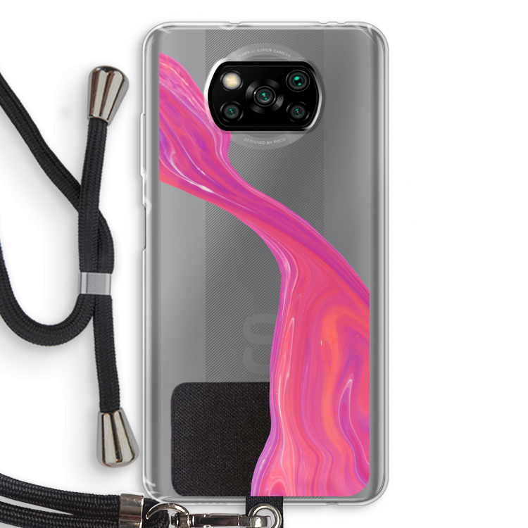 Paarse stroom: Xiaomi Poco X3 Pro Transparant Hoesje met koord