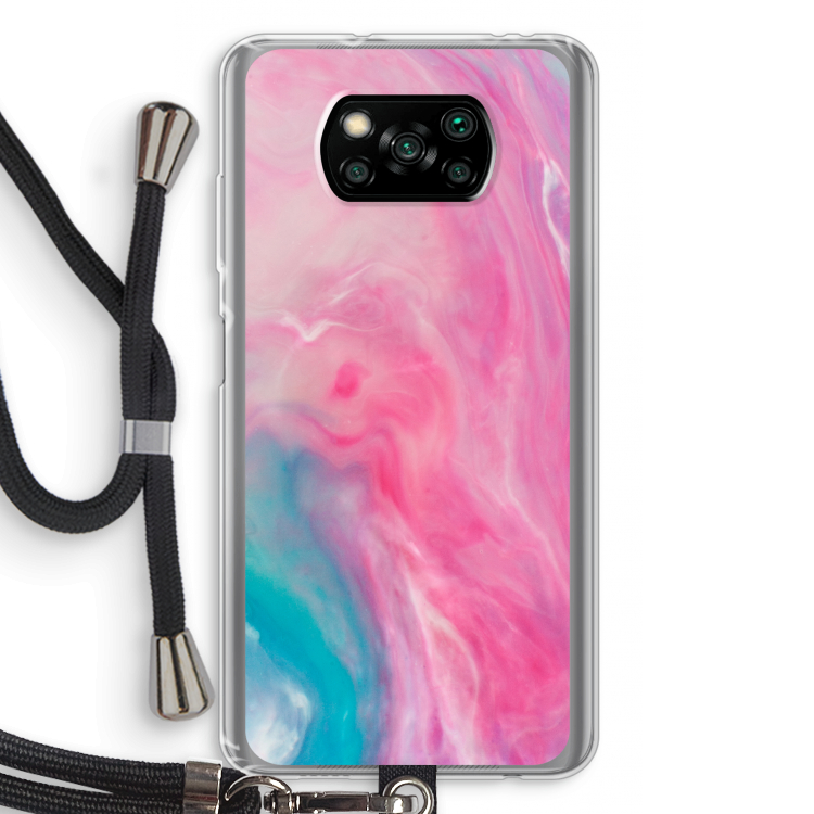Roze explosie: Xiaomi Poco X3 Pro Transparant Hoesje met koord