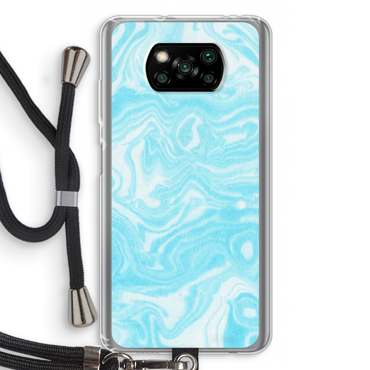 Waterverf blauw: Xiaomi Poco X3 Pro Transparant Hoesje met koord