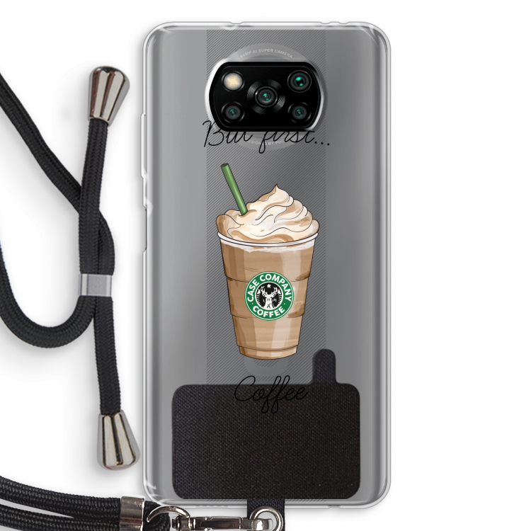 But first coffee: Xiaomi Poco X3 Pro Transparant Hoesje met koord