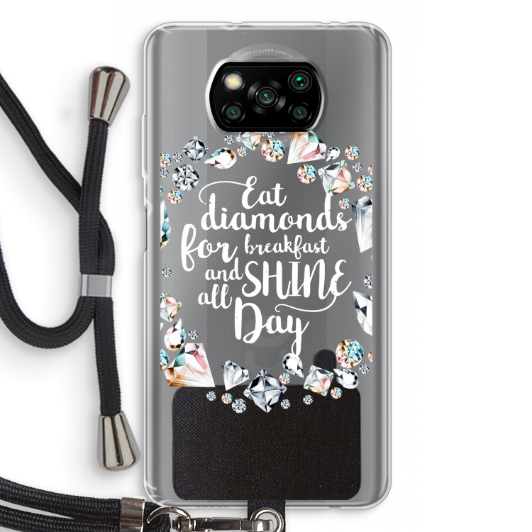 Diamonds: Xiaomi Poco X3 Pro Transparant Hoesje met koord
