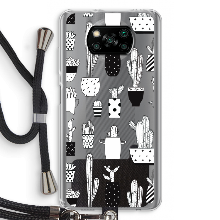 Cactusmotief: Xiaomi Poco X3 Pro Transparant Hoesje met koord