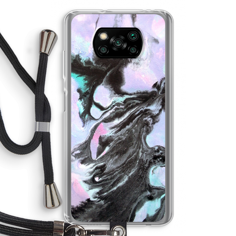 Pastel zwart: Xiaomi Poco X3 Pro Transparant Hoesje met koord