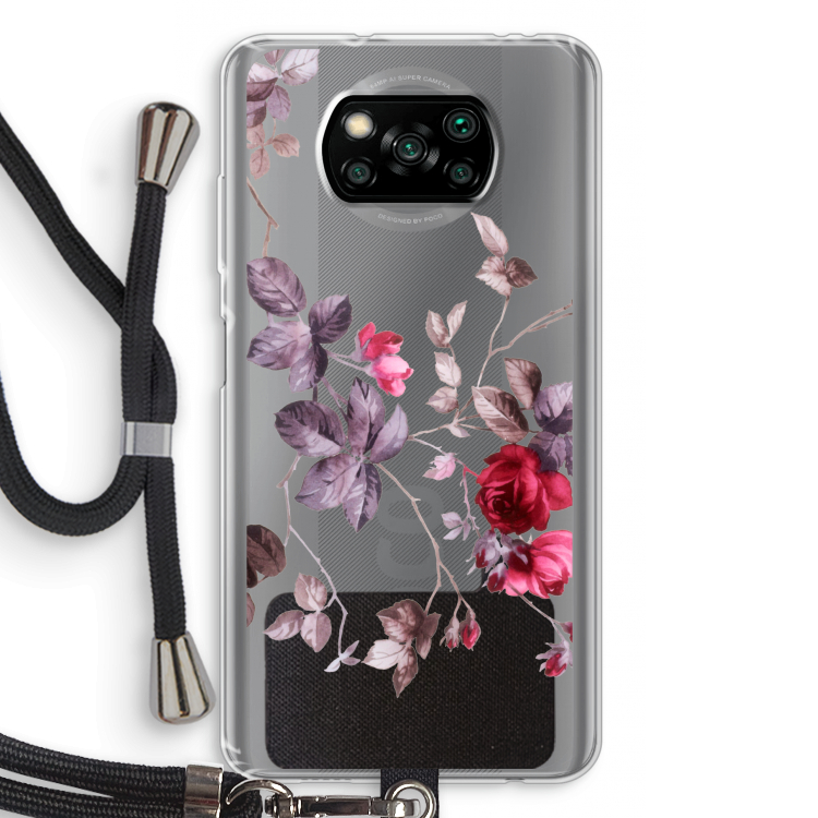 Mooie bloemen: Xiaomi Poco X3 Pro Transparant Hoesje met koord