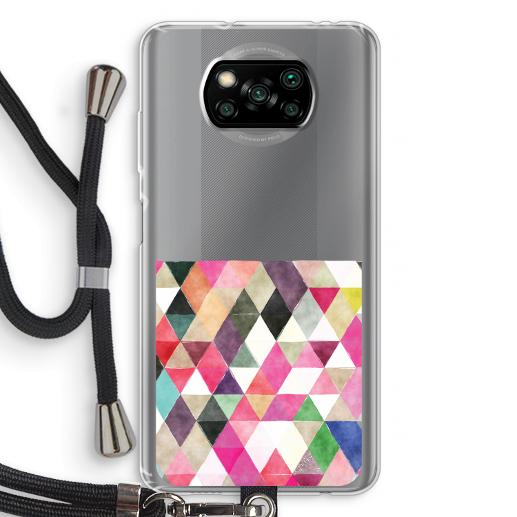 Gekleurde driehoekjes: Xiaomi Poco X3 Pro Transparant Hoesje met koord