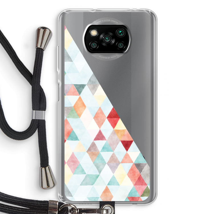 Gekleurde driehoekjes pastel: Xiaomi Poco X3 Pro Transparant Hoesje met koord