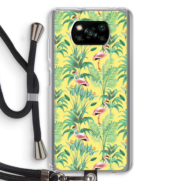 Flamingo party: Xiaomi Poco X3 Pro Transparant Hoesje met koord