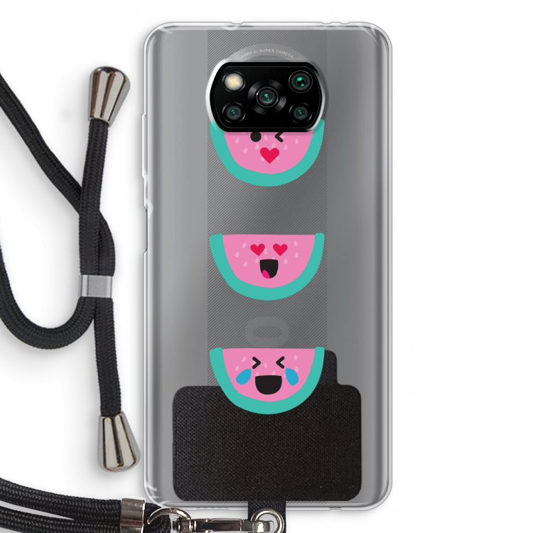 Smiley watermeloen: Xiaomi Poco X3 Pro Transparant Hoesje met koord