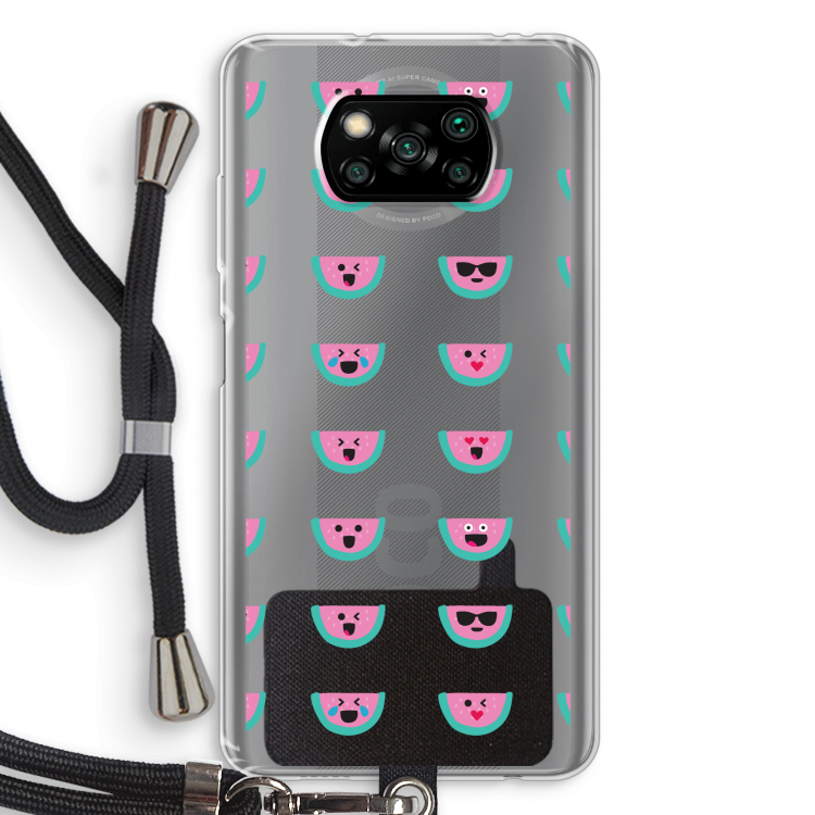 Smiley watermeloenprint: Xiaomi Poco X3 Pro Transparant Hoesje met koord