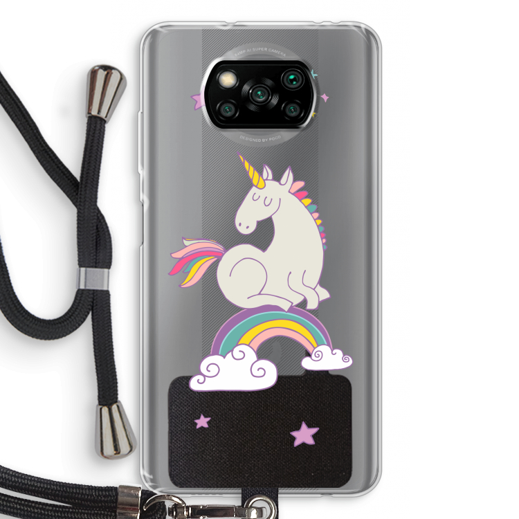 Regenboog eenhoorn: Xiaomi Poco X3 Pro Transparant Hoesje met koord