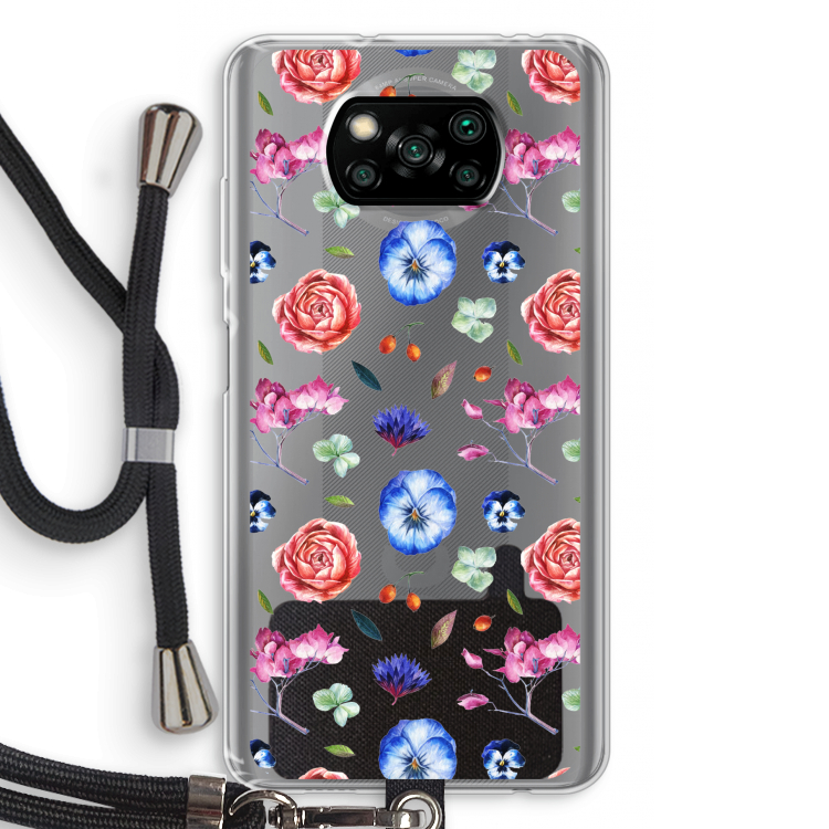 Bloemetjes: Xiaomi Poco X3 Pro Transparant Hoesje met koord
