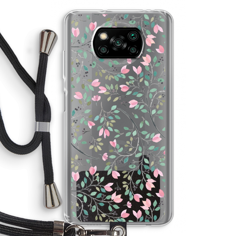 Sierlijke bloemen: Xiaomi Poco X3 Pro Transparant Hoesje met koord