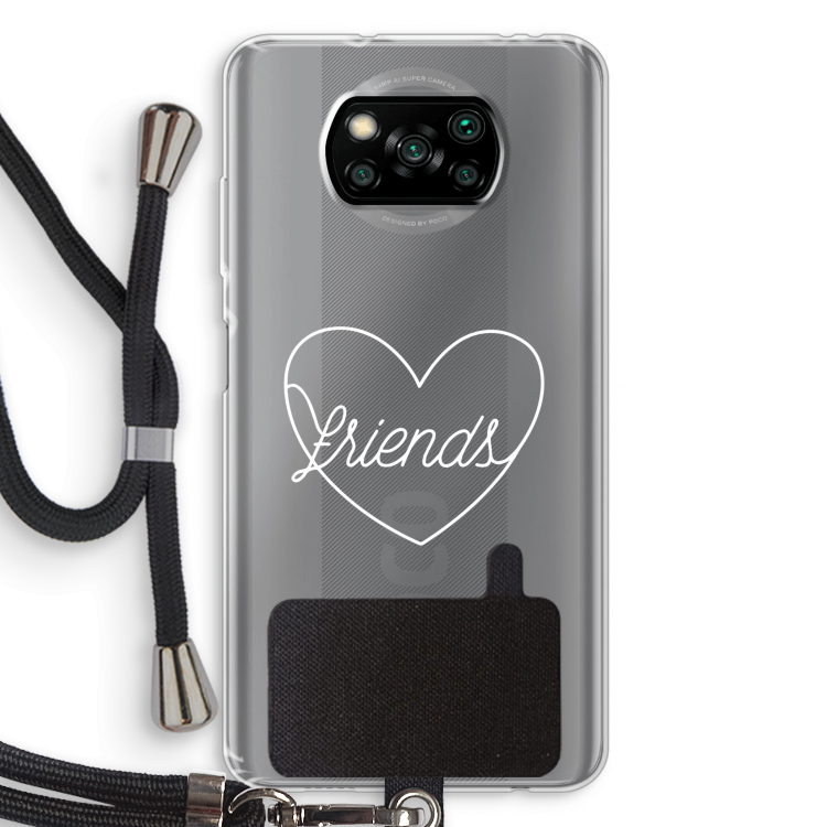 Friends heart pastel: Xiaomi Poco X3 Pro Transparant Hoesje met koord