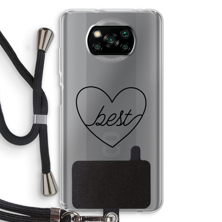 Best heart black: Xiaomi Poco X3 Pro Transparant Hoesje met koord