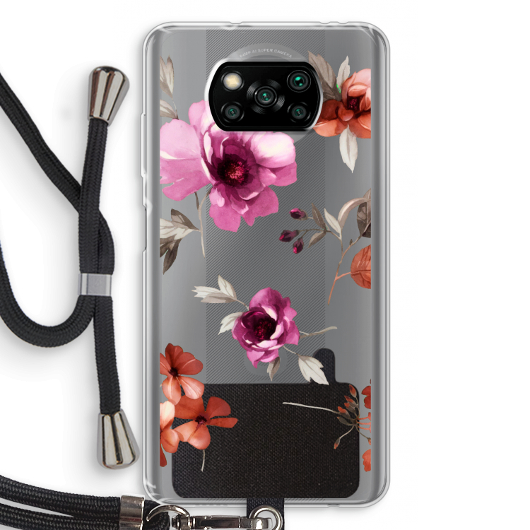 Geschilderde bloemen: Xiaomi Poco X3 Pro Transparant Hoesje met koord