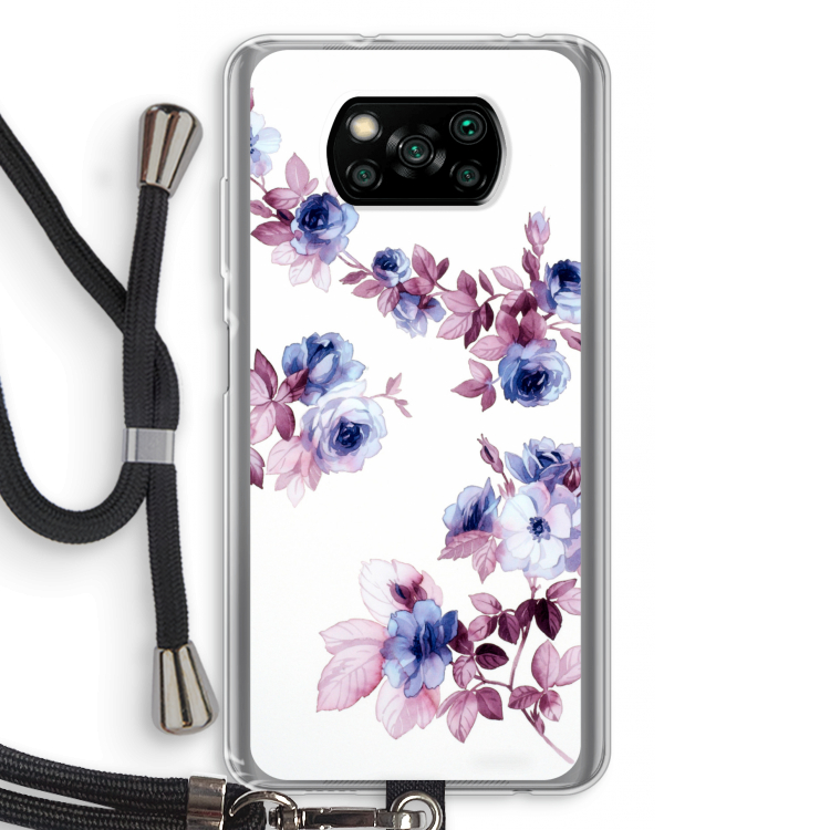 Waterverf bloemen: Xiaomi Poco X3 Pro Transparant Hoesje met koord