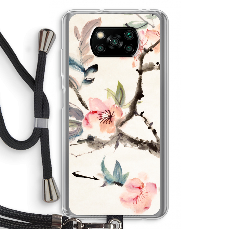 Japanse bloemen: Xiaomi Poco X3 Pro Transparant Hoesje met koord