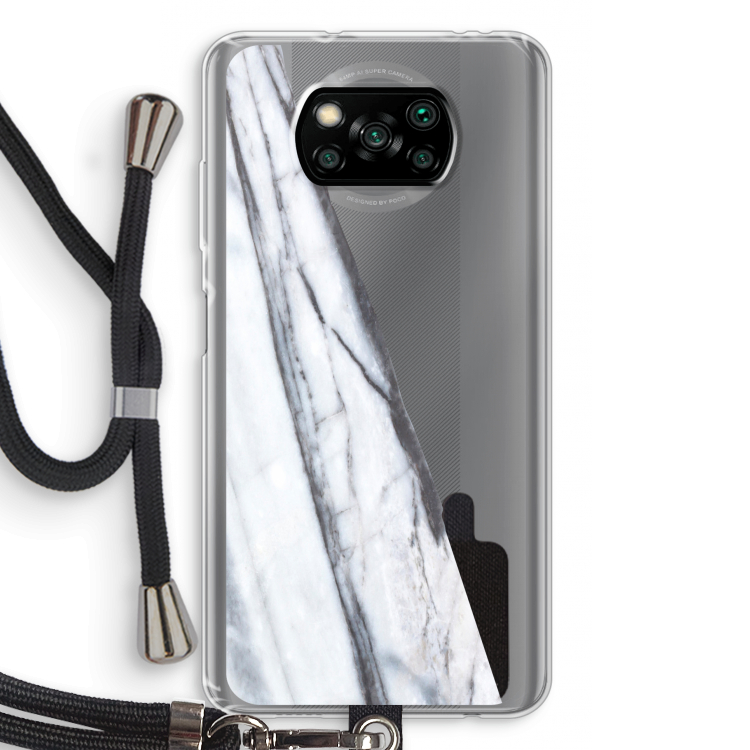 Gestreepte marmer: Xiaomi Poco X3 Pro Transparant Hoesje met koord