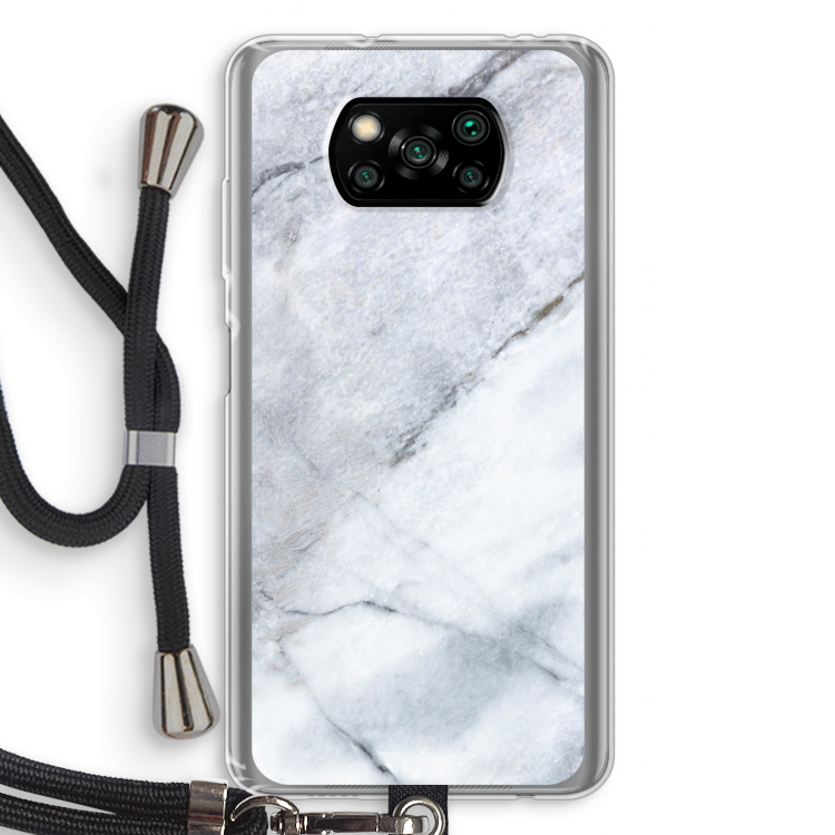 Witte marmer: Xiaomi Poco X3 Pro Transparant Hoesje met koord