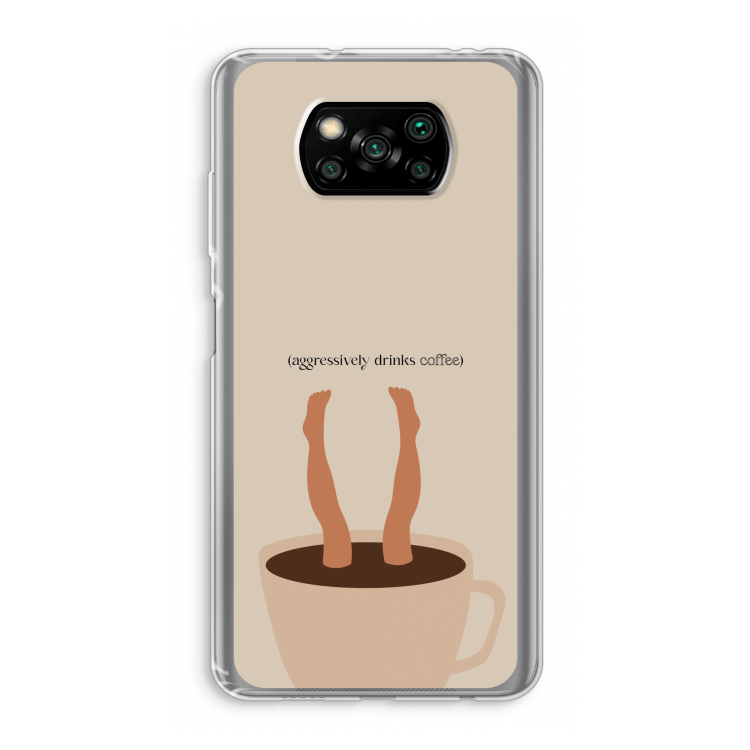 Aggressively drinks coffee: Xiaomi Poco X3 Pro Transparant Hoesje