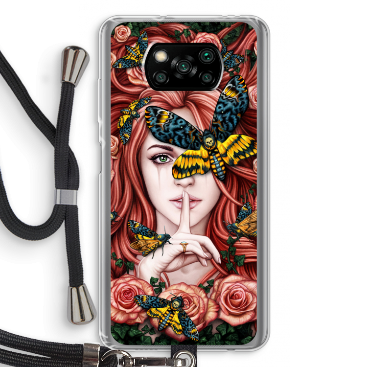 Lady Moth: Xiaomi Poco X3 Pro Transparant Hoesje met koord