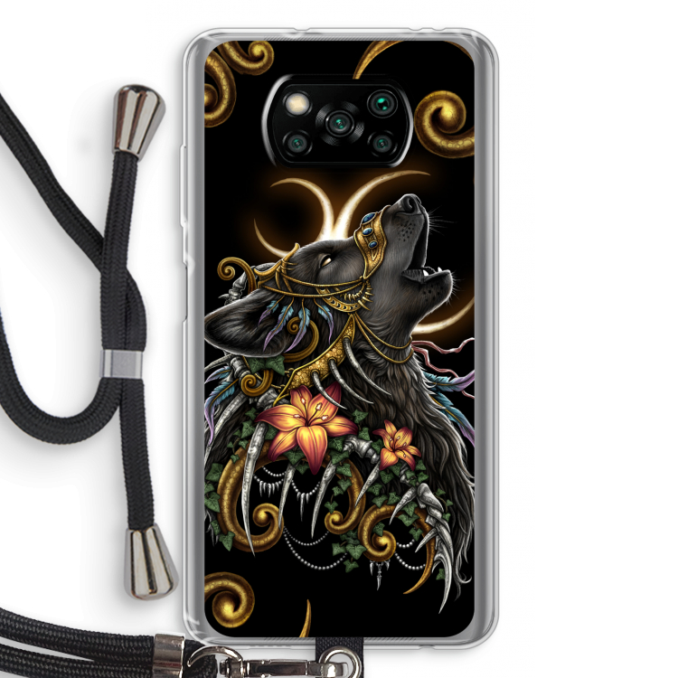 Huilende Wolf: Xiaomi Poco X3 Pro Transparant Hoesje met koord