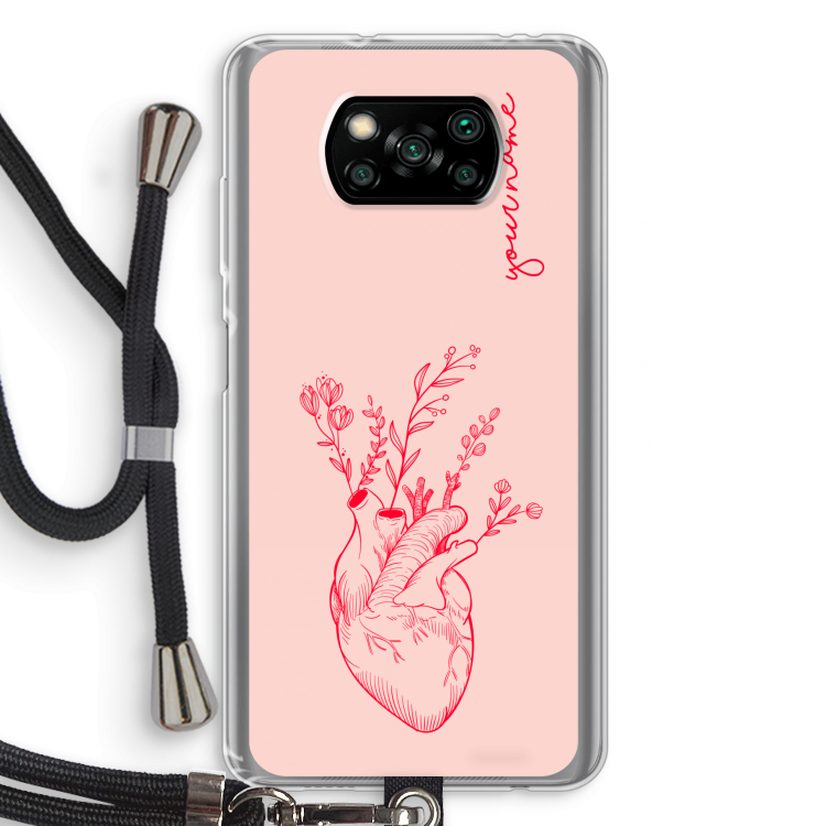 Blooming Heart: Xiaomi Poco X3 Pro Transparant Hoesje met koord