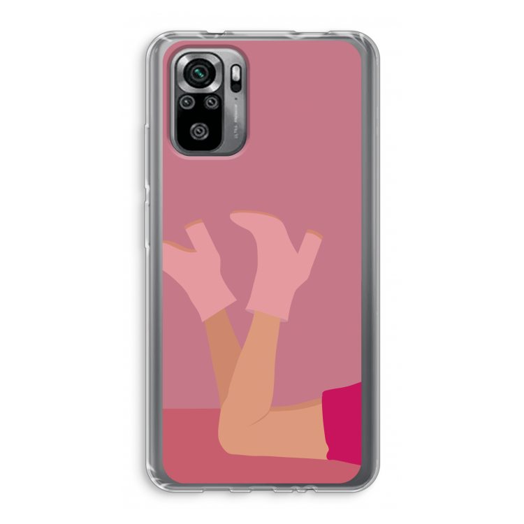 Pink boots: Xiaomi Redmi Note 10S Transparant Hoesje