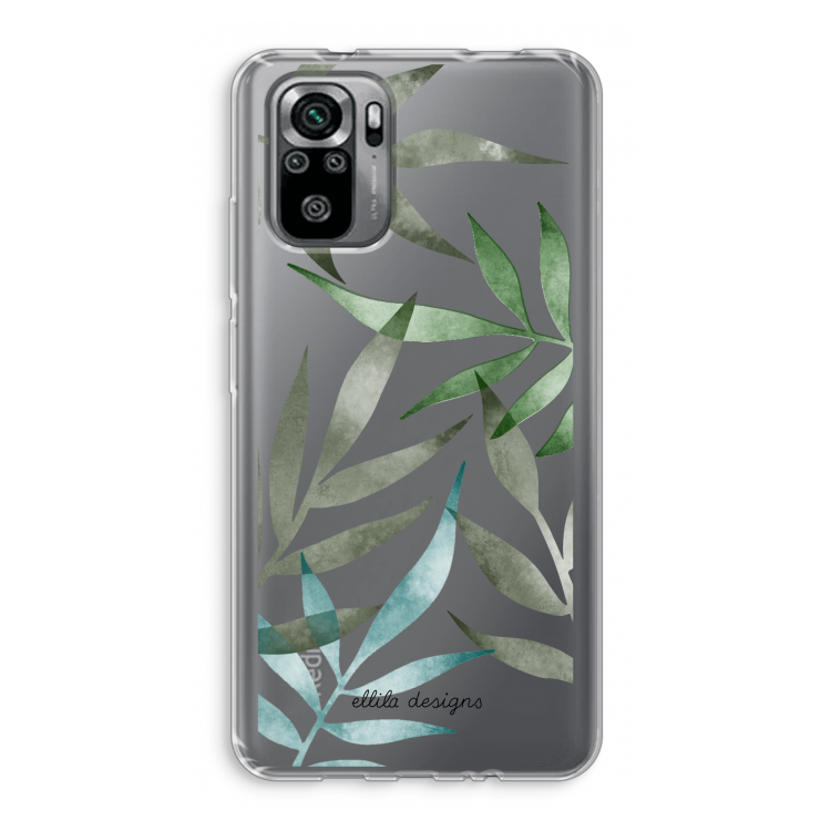 Tropical watercolor leaves: Xiaomi Redmi Note 10S Transparant Hoesje