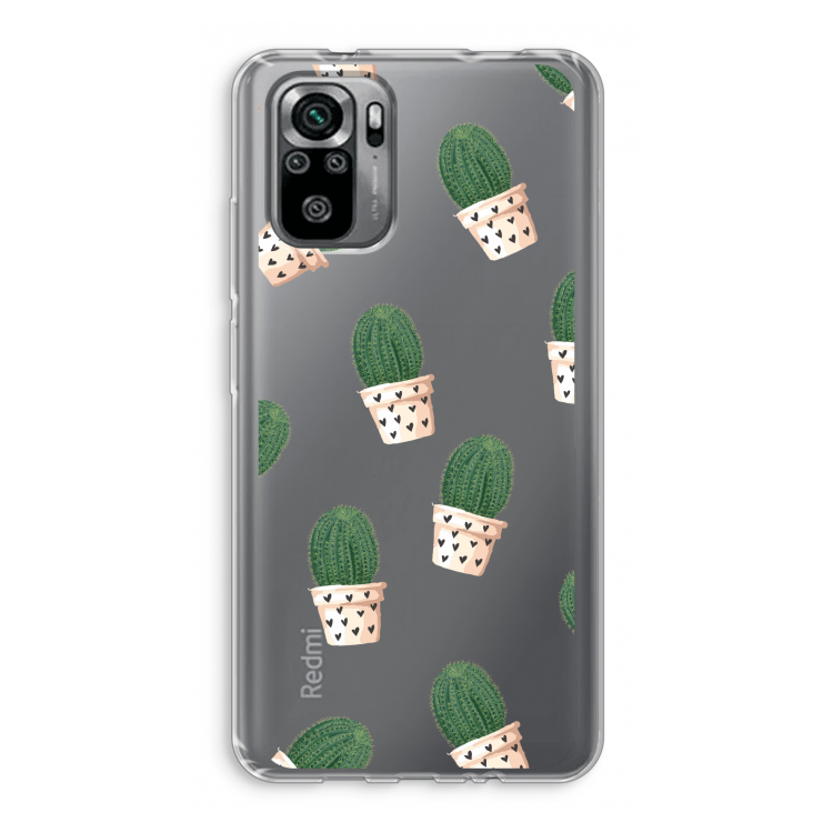 Cactusprint roze: Xiaomi Redmi Note 10S Transparant Hoesje