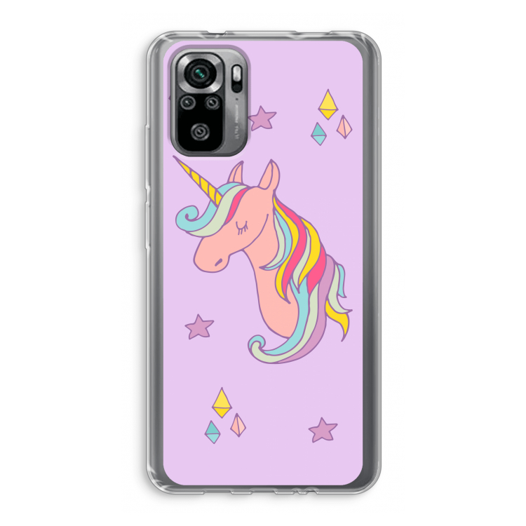 Roze eenhoorn: Xiaomi Redmi Note 10S Transparant Hoesje