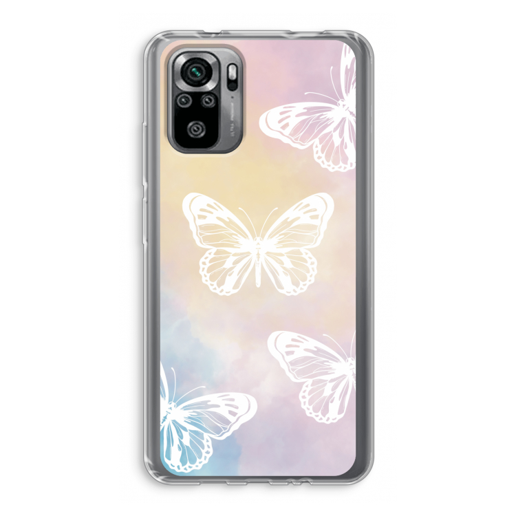 White butterfly: Xiaomi Redmi Note 10S Transparant Hoesje