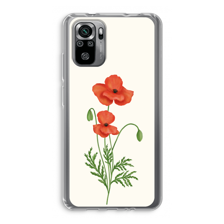 Red poppy: Xiaomi Redmi Note 10S Transparant Hoesje