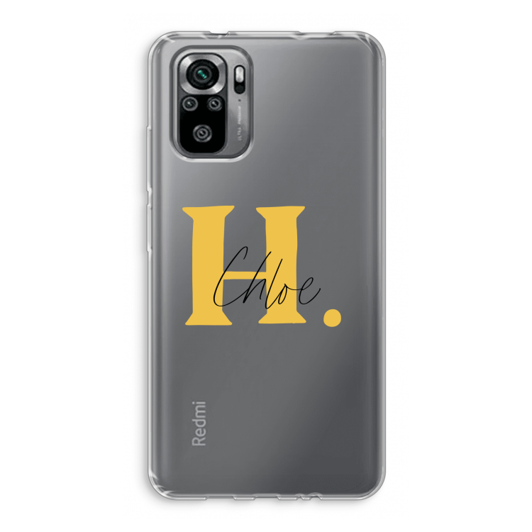 Amber Script: Xiaomi Redmi Note 10S Transparant Hoesje