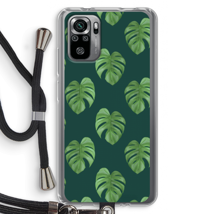 Monstera leaves: Xiaomi Redmi Note 10S Transparant Hoesje met koord
