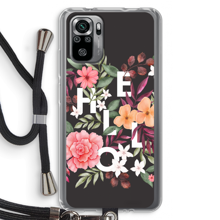 Hello in flowers: Xiaomi Redmi Note 10S Transparant Hoesje met koord