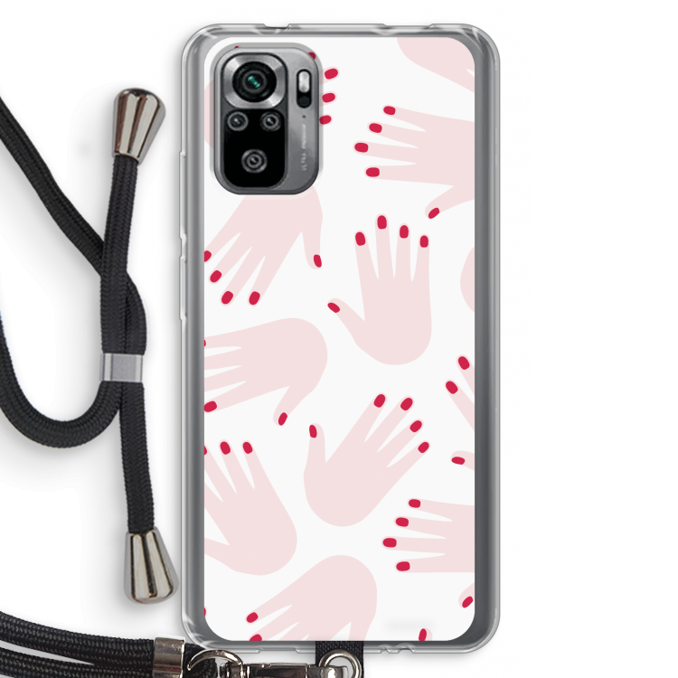 Hands pink: Xiaomi Redmi Note 10S Transparant Hoesje met koord