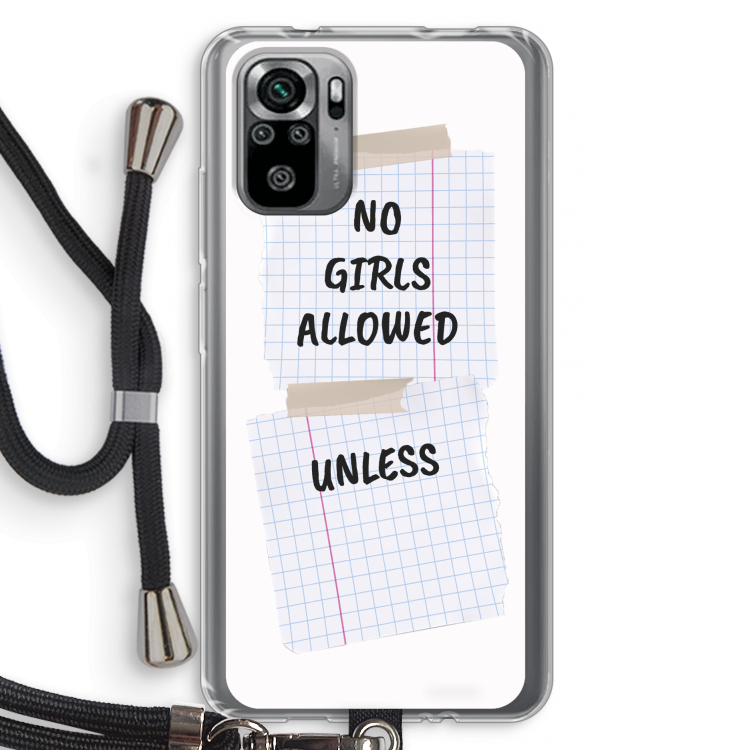 No Girls Allowed Unless: Xiaomi Redmi Note 10S Transparant Hoesje met koord