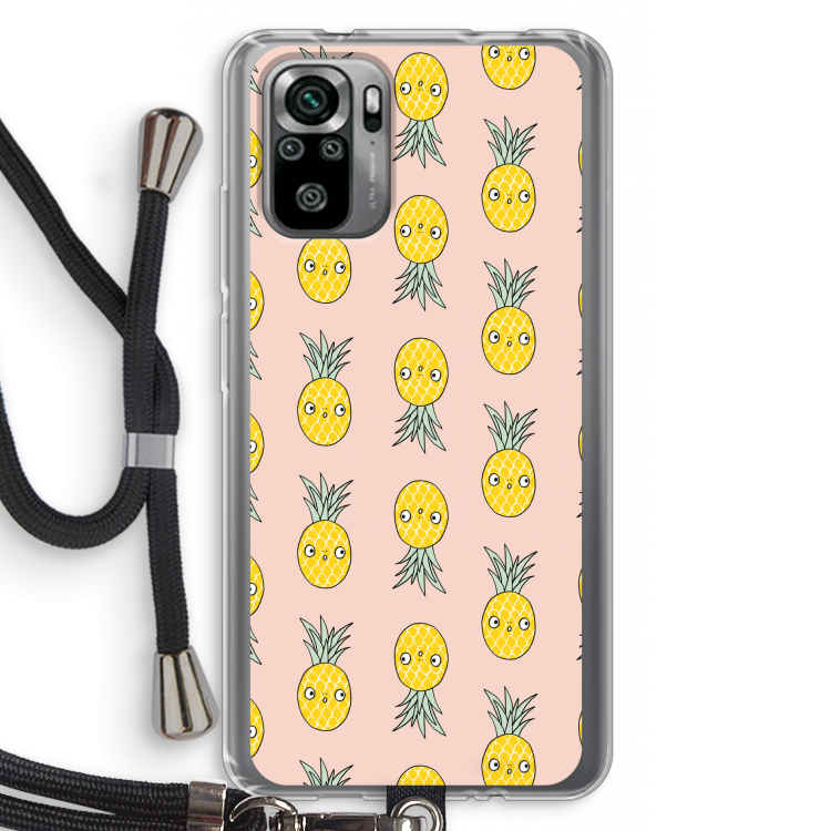 Ananas: Xiaomi Redmi Note 10S Transparant Hoesje met koord