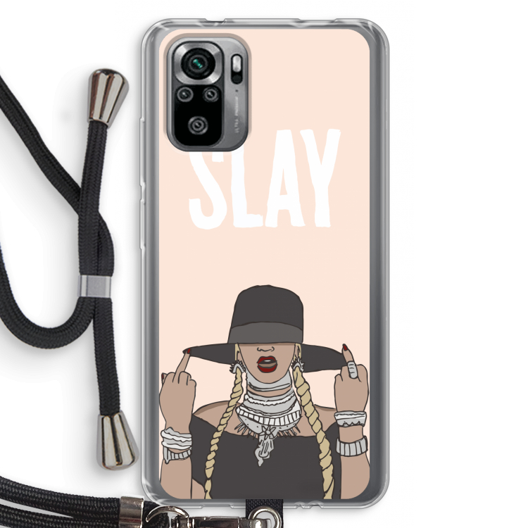 Slay All Day: Xiaomi Redmi Note 10S Transparant Hoesje met koord