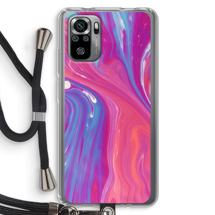 Paarse stroom: Xiaomi Redmi Note 10S Transparant Hoesje met koord